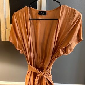 Vici gold wrap dress never worn. SEE ALL PICS to see dress